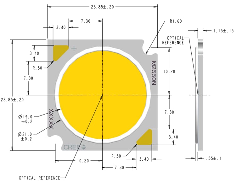 Mechanical Drawing - Cree LED XLamp® CMA2550 LEDs